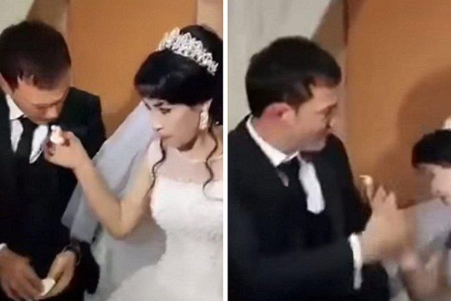 Hombre le da gran bofetada a su mujer en la boda